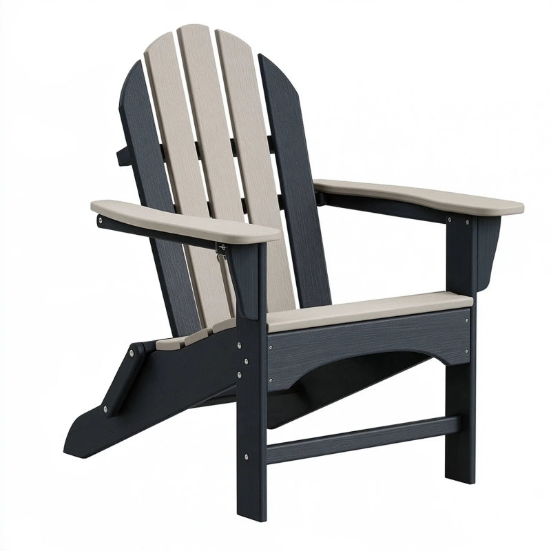 Adirondack Gartenstuhl 80 x 86 x 95 cm Kunststoff Schwarz Beige mit Armlehnen
