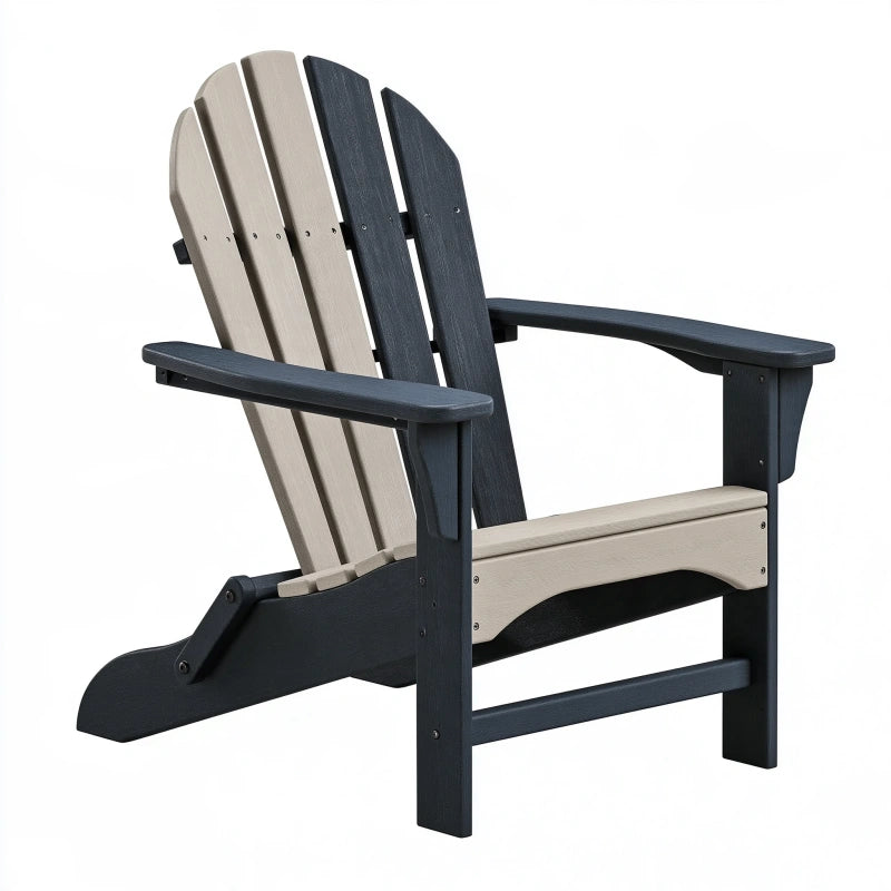 Adirondack-Gartenstuhl 83 x 78 x 92 cm aus Kunststoff Schwarz/Beige mit breiten Armlehnen