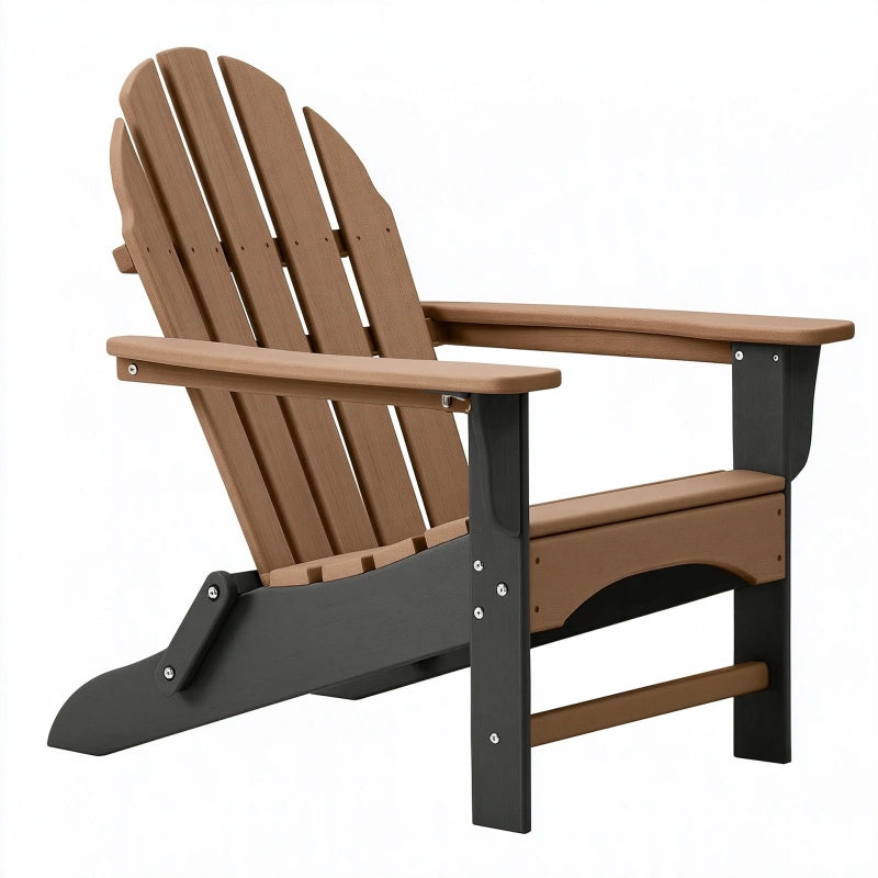 Adirondack-Gartenstuhl 79 x 83 x 98 cm Kunststoff in Braun/Schwarz mit hoher Rückenlehne