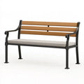 Gartenbank 150 x 60 x 90 cm Holz Metall Braun Schwarz mit Sitzpolster