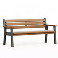 Gartenbank 150 cm Holz Braun Metall Anthrazit mit Armlehnen