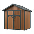 Gartengerätehaus 213 x 130 x 185 cm Stahlblech Holzoptik Braun Anthrazit mit Doppeltür