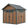 Gartengerätehaus 240 x 180 x 220 cm Holzoptik Anthrazit Braun mit Satteldach