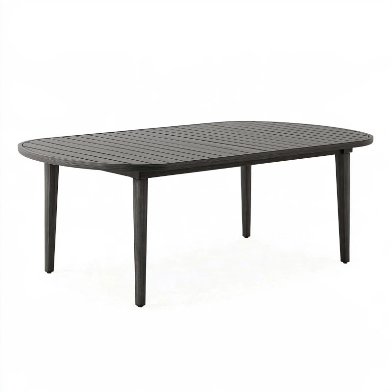 Gartentisch 180 x 90 x 75 cm Aluminium Dunkelgrau - Lamellentisch mit abgerundeten Ecken