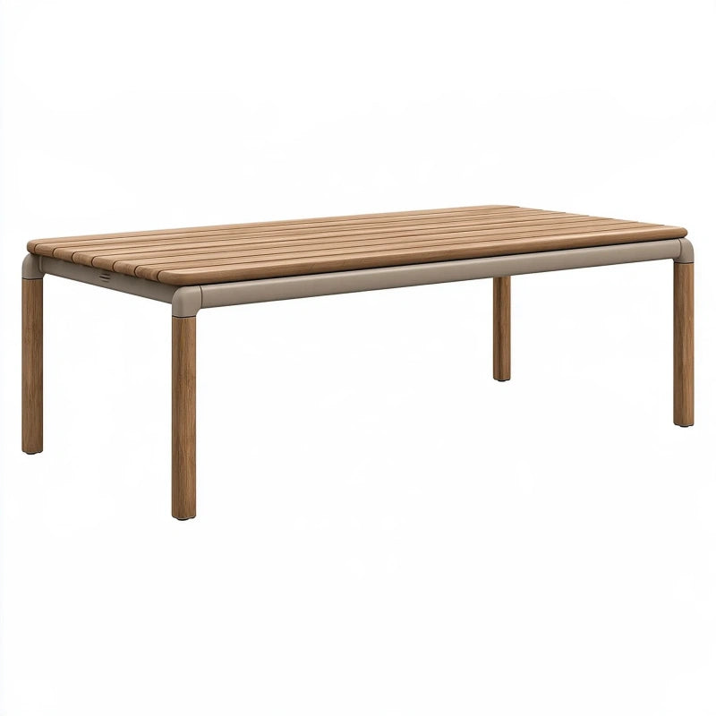 Gartentisch 180 x 90 x 75 cm Holz Naturbraun mit Metallgestell für Terrasse