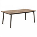 Gartentisch 160 x 90 x 75 cm Kunststoff in Holzoptik und Metall Braun Rechteckig