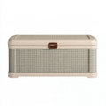 Aufbewahrungstruhe 120 x 45 x 50 cm aus Kunststoff Beige mit Rattanoptik und Deckel