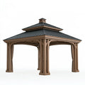Gartenpavillon 400 x 400 x 350 cm Holz Braun mit Metalldach
