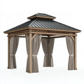 Gartenpavillon 400x300 cm aus Holz mit Metalldach und Vorhängen