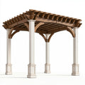 Gartenpergola 360 x 360 x 300 cm aus Holz Braun Weiss mit offenem Lamellendach
