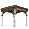Pergola 300 x 300 x 250 cm Holz Braun Weiss mit Lamellendach für Garten