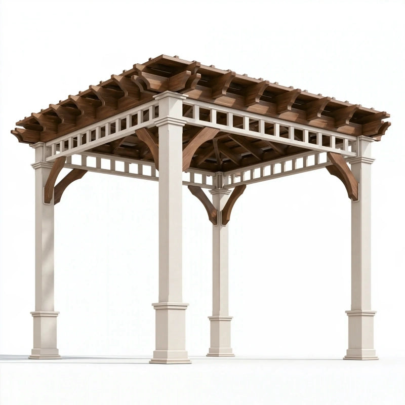 Pergola 300 x 300 cm aus Holz in Beige Braun für Garten
