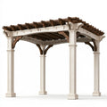 Holz Pergola 400 x 300 x 250 cm cremeweiss/dunkelbraun offene Dachkonstruktion klassischer Gartenpavillon
