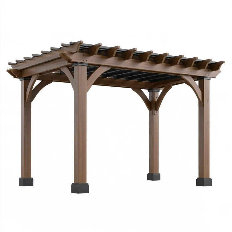 Holzpergola 300 x 300 cm Braun für Garten mit offener Dachkonstruktion