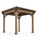 Holzpergola 300 x 300 x 240 cm Naturbraun mit offenem Lamellendach für Garten