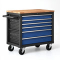 Werkzeugwagen 86 x 46 x 97 cm Stahl Holz Blau Schwarz mit 5 Schubladen