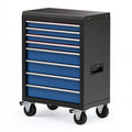 Werkstattwagen 77 x 46 x 97 cm aus Stahl Blau Schwarz mit 8 Schubladen auf Rollen