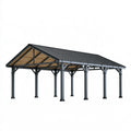 Carport 600 x 500 x 320 cm aus Stahl und Holz mit Metalldach in Schwarz