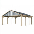 Carport 600 x 360 x 300 cm aus Stahl Beige Anthrazit mit Satteldach