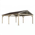 Carport 600 x 300 cm Stahl Beige Braun Satteldach