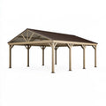 Carport 600 x 300 cm aus Stahl Beige mit Satteldach für Fahrzeuge