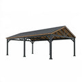 Carport 600 x 400 x 300 cm aus Metall in Anthrazit mit Holzoptik - freistehende Gartenüberdachung