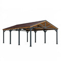 Carport 600 x 400 x 300 cm aus Stahl und Holz mit Satteldach